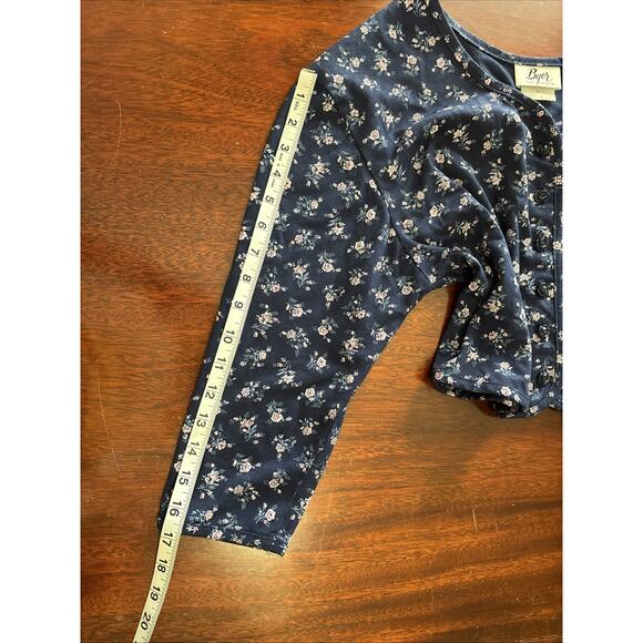 VTG Byer USA Crop Top Pleated Twill Pants Suit Size L Ditsy Floral Cottage 2 PC - Picture 6 of 11